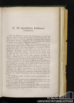 II. Die eigentlichen Kalthäuser (Frigidarien)