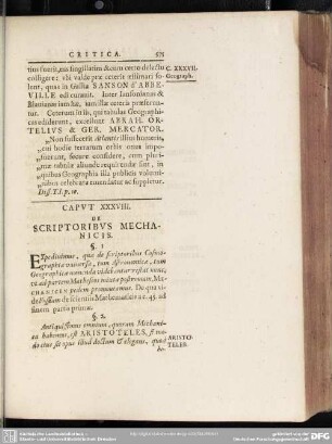 Caput XXXVIII. De Scriptoribus Mechanicis