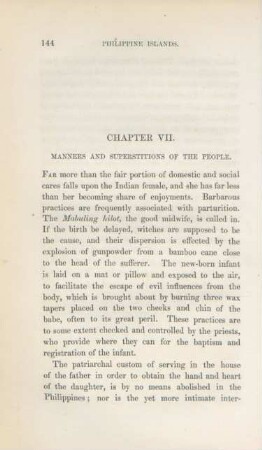 Chapter VII. Manners and superstitions of the people