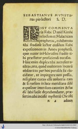 Sebastianus Munsterus pio lectori S. D.
