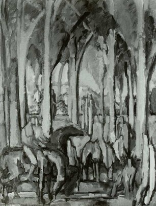 Waldlandschaft mit Reitern