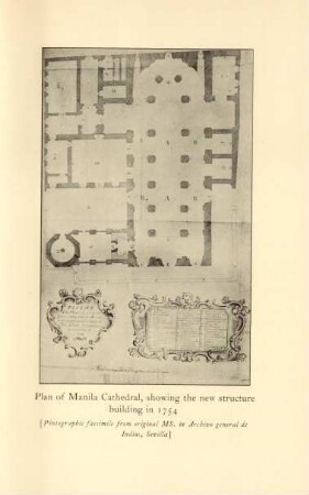 Plan of Manila Cathedral, showing the new structure building in 1754