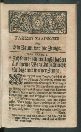[...] oder Ein Zaum vor die Zunge