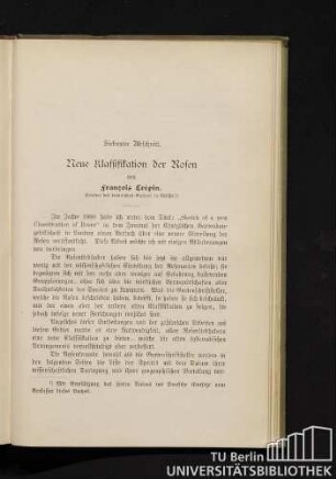 Siebenter Abschnitt. Neue Klassifikation der Rosen von Francois Crépin. Direktor des botanischen Gartens in Brüssel.