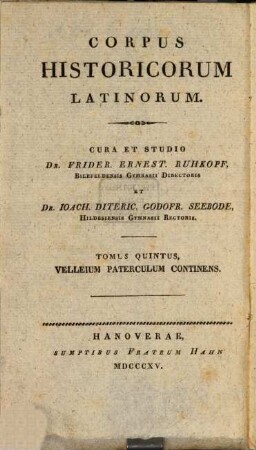 C. Velleii Paterculi Historiae Romanae libri duo