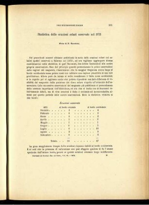 Statistica delle eruzioni solari osservate nel 1873