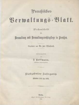 17.1895/96: Preußisches Verwaltungsblatt