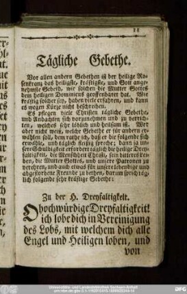 Tägliche Gebethe.