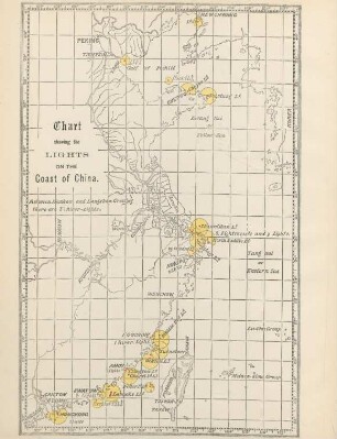 Chart showing the lights on the coast of China