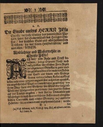 Die Gnade unsers Herrn Jesu Christi/ [...]
