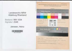 Entnazifizierung Heinz Janssen , geb. 25.07.1915 (Hauptfeldwebel)