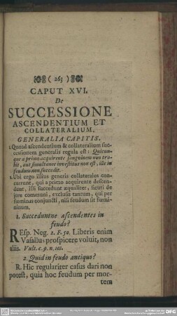 Caput XVI. De Successione Ascendentium Et Collateralium