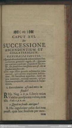Caput XVI. De Successione Ascendentium Et Collateralium