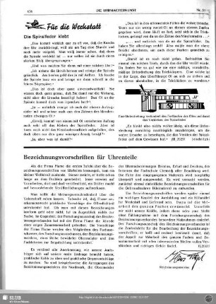 Bezeichnungsvorschriften für Uhrenteile