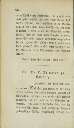 124. An D. Reimarus zu Hamburg.