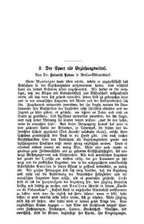 Der Sport als Erziehungsmittel : Pädagogische Mitteilungen