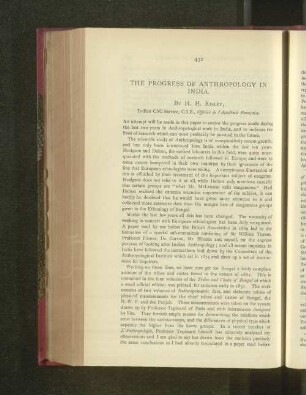 The Progress of Anthropology in India.