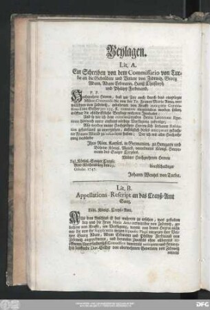 Lit. B. Appellations-Rescript an das Crayß-Amt Saaz.