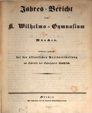 Jahresbericht. 1849/50