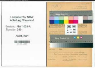 Entnazifizierung Kurt Arndt , geb. 20.12.1919 (Angestellter)