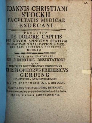 Prolusio de dolore capitis per novem annorum spatium refractario salivationis mercurialis beneficio perfecte remoto