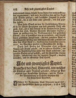 Acht und zwantzigstes Capitel. Kranckheit des Heil. Vincentii, von welcher ihn Christus unser Heyland geheylet, [...]