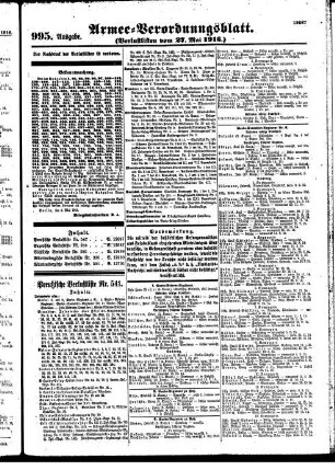 995. Ausgabe. Samstag, 27. Mai 1916