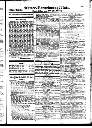 995. Ausgabe. Samstag, 27. Mai 1916