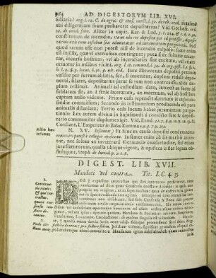 Digest. Lib. XVII. Mandati vel contra.