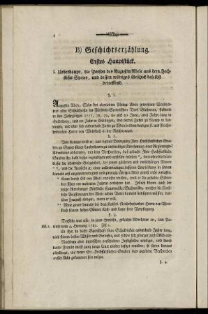 B) Geschichtserzählung.