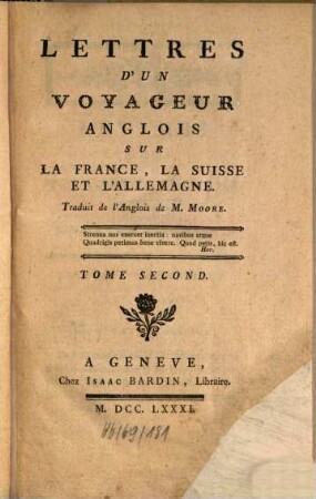 Lettres d'un Voyageur Anglois sur la France, la Suisse, Tom. 2