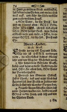 Abend-Lieder. - Von der Christlichen Kirchen und Worte Gottes.