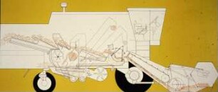 Schemazeichnung: Erntetechnik, Mähdrescher selbstfahrend