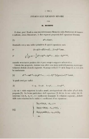 Intorno alle equazioni binomie.