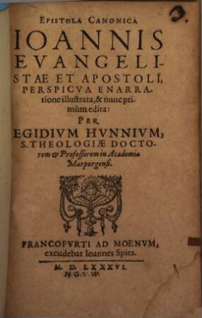 Epistola Canonica Joannis Evangelistae Et Apostoli