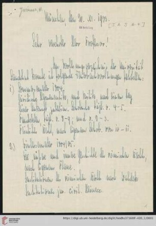 Brief von Heinrich Gwinner an Gustav Radbruch