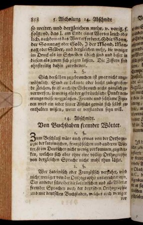 14. Abschnidt. Von Buchstaben fremder Wörter.