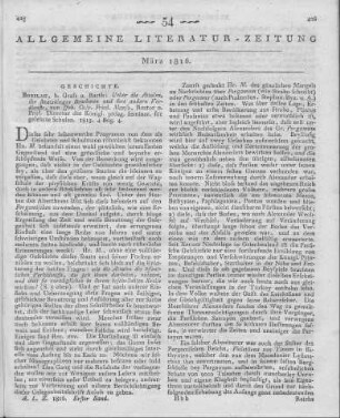 Manso, J. C. F.: Ueber die Attalen, ihr staatskluges Benehmen und ihre andern Verdienste. Breslau: Graß & Barth 1815