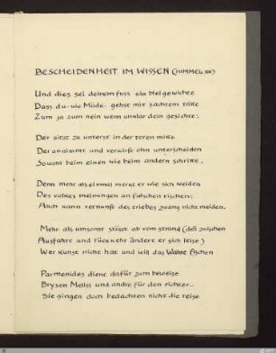 Bescheidenheit im Wissen (Himmel XIII, 114 - 138) : [SW X/XI: h3]; [SW X/XI, S. 117-118/191]