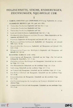 Holzschnitte, Stiche, Radierungen, Zeichnungen, Aquarelle usw. (Nr. 1-450)