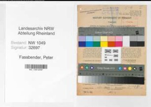 Entnazifizierung Peter Fassbender , geb. 09.09.1891 (Zugfuehrer)