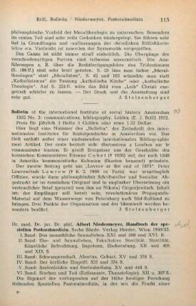115-120 [Rezension] Niedermeyer, Albert, Handbuch der speziellen Pastoralmedizin