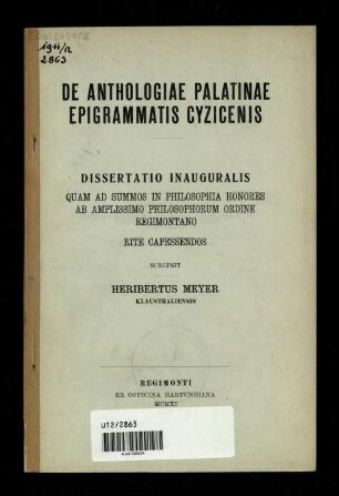 De Anthologiae Palatinae epigrammatis Cyzicenis