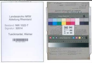 Entnazifizierung Werner Tueckmantel , geb. 25.08.1907 (Heizer)