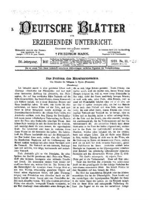 Das Problem Des Moralunterrichts : (Fortsetzung)