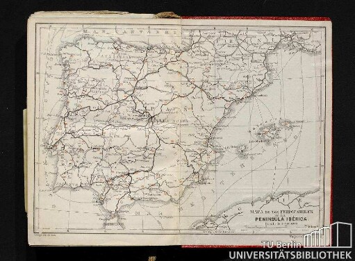 Mapa de los Ferrocarriles de la Peninsula Ibérica. Escala de 1 : 7.000.000