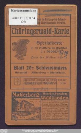 Blatt 20: Schleusingen : Vessertal, Adlersberg, Stutenhaus
