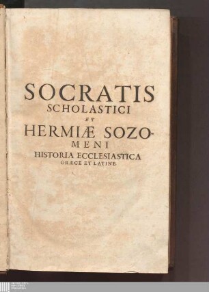 Sōkratus Scholastiku Kai Ermeiu Sozomenu Ekklēsiastikē Istoria