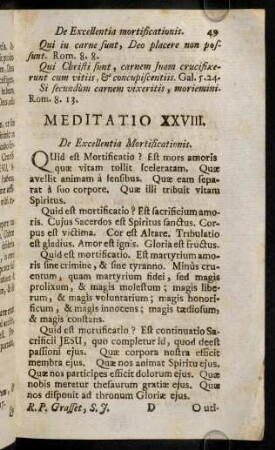 49-57, Meditatio XXVIII - XXXII