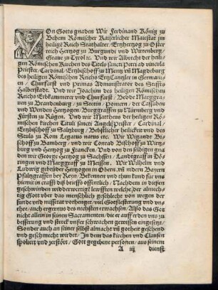 Von Gotts gnaden wir Ferdinand König zu Behem ...